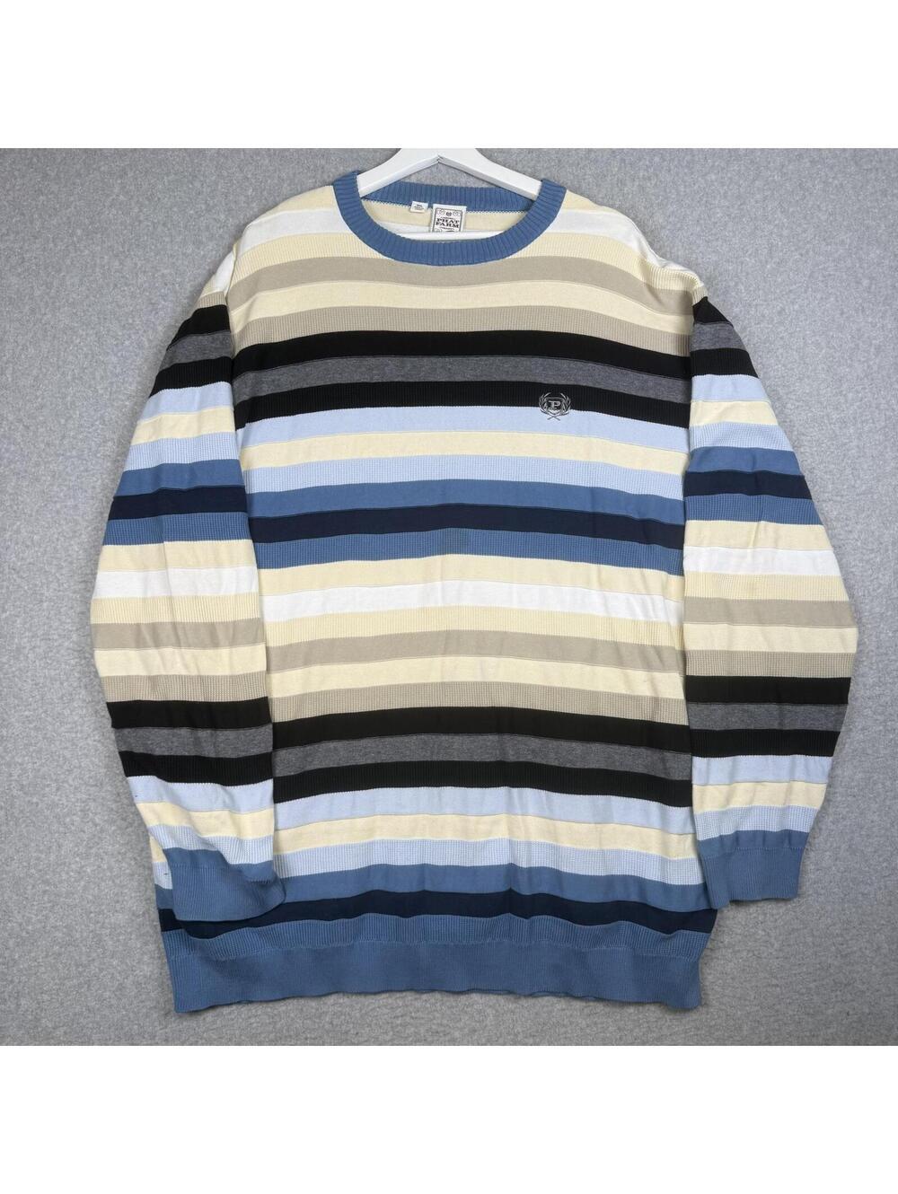 Vintage Phat Farm Sweater Mens 3XL Gray Blue Striped Turtleneck Y2K